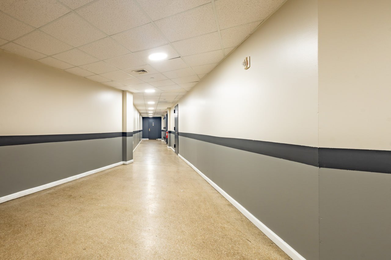 Bright residential hallway on the apartment floors